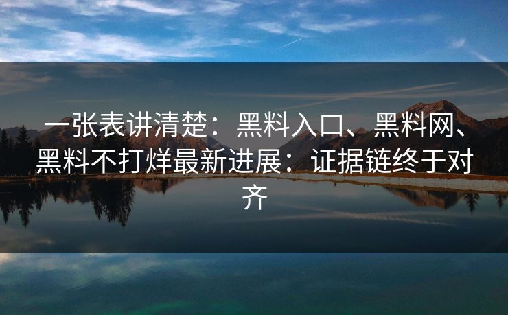 一张表讲清楚：黑料入口、黑料网、黑料不打烊最新进展：证据链终于对齐