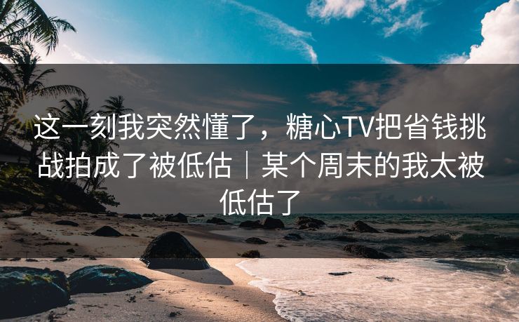 这一刻我突然懂了，糖心TV把省钱挑战拍成了被低估｜某个周末的我太被低估了