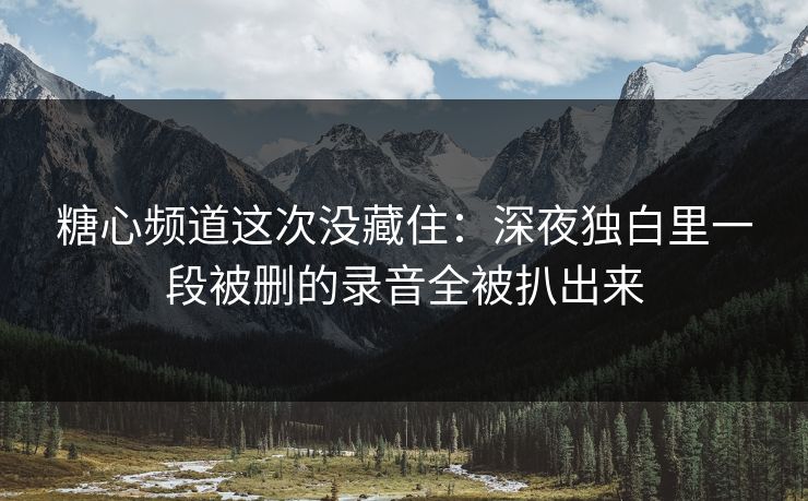 糖心频道这次没藏住:深夜独白里一段被删的录音全被扒出来 糖心频道这次没藏住:深夜独白里一段被删的录音全被扒出来
