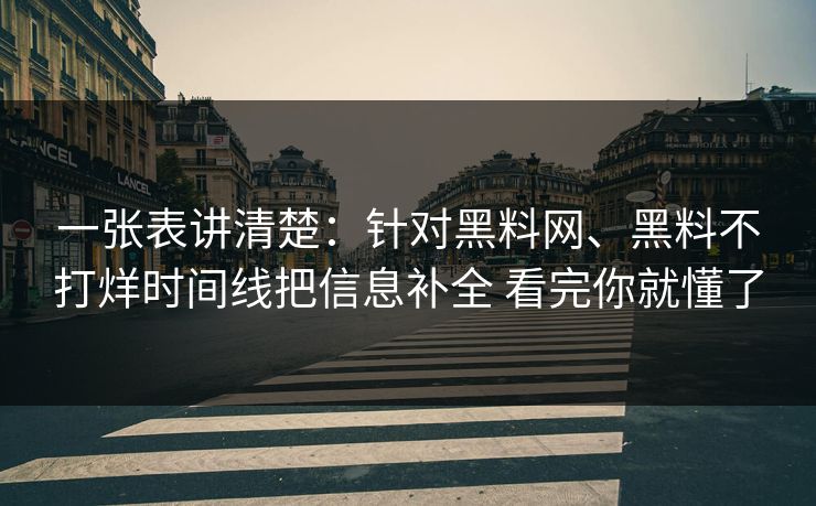 一张表讲清楚：针对黑料网、黑料不打烊时间线把信息补全 看完你就懂了