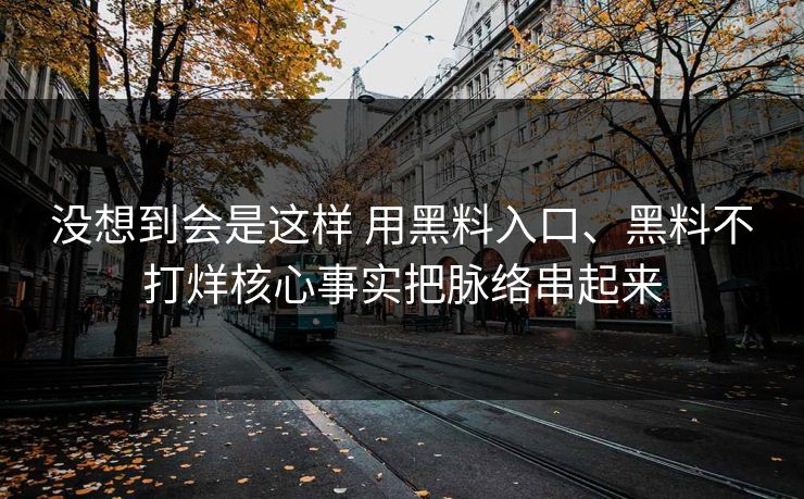 没想到会是这样 用黑料入口、黑料不打烊核心事实把脉络串起来