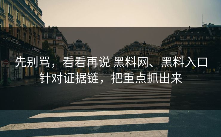 先别骂，看看再说 黑料网、黑料入口针对证据链，把重点抓出来