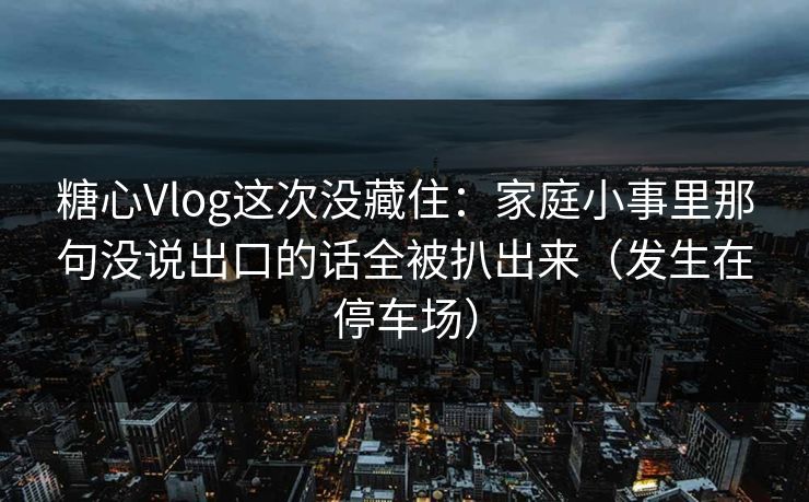 糖心Vlog这次没藏住：家庭小事里那句没说出口的话全被扒出来（发生在停车场）