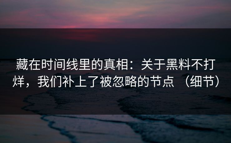 藏在时间线里的真相：关于黑料不打烊，我们补上了被忽略的节点 （细节）