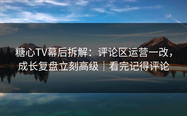 糖心TV幕后拆解：评论区运营一改，成长复盘立刻高级｜看完记得评论