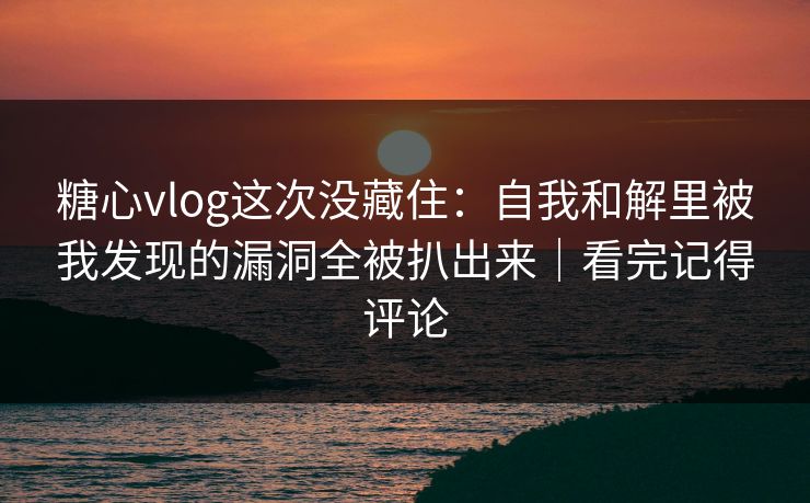糖心vlog这次没藏住：自我和解里被我发现的漏洞全被扒出来｜看完记得评论