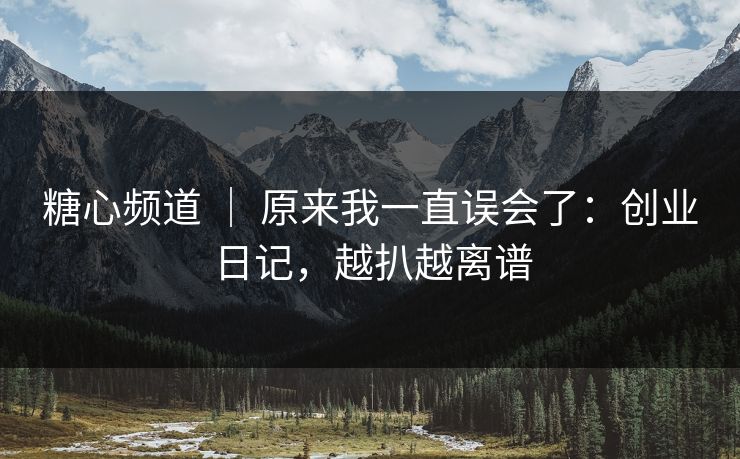 糖心频道 ｜ 原来我一直误会了：创业日记，越扒越离谱