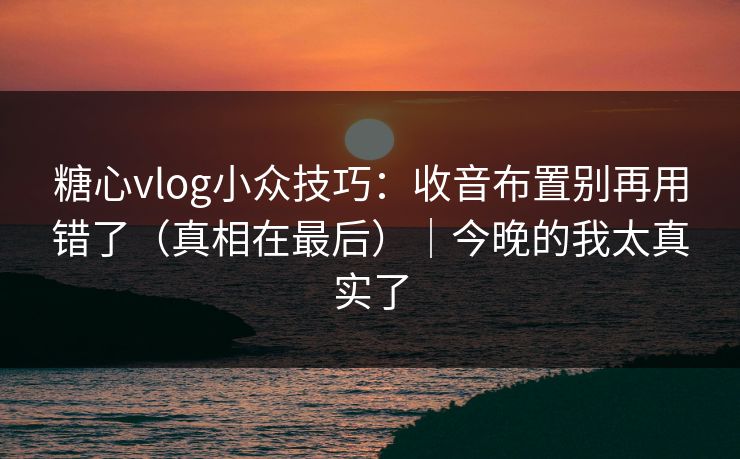 糖心vlog小众技巧：收音布置别再用错了（真相在最后）｜今晚的我太真实了