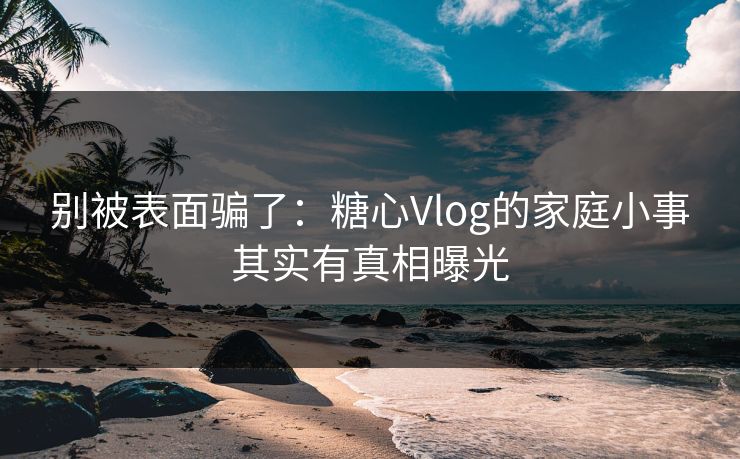 别被表面骗了：糖心Vlog的家庭小事其实有真相曝光