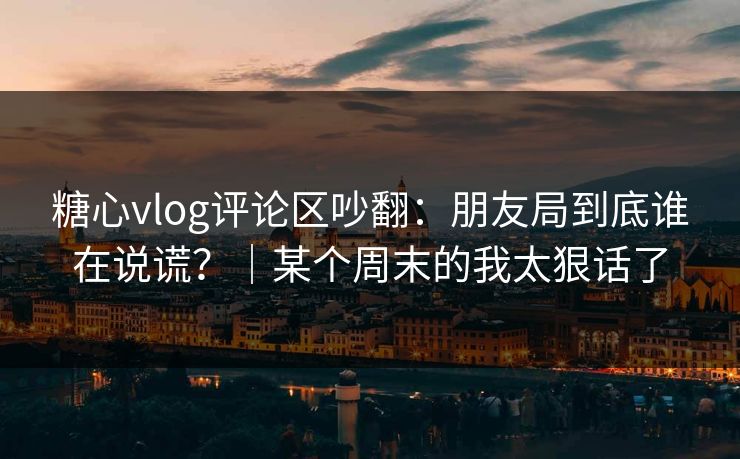 糖心vlog评论区吵翻：朋友局到底谁在说谎？｜某个周末的我太狠话了
