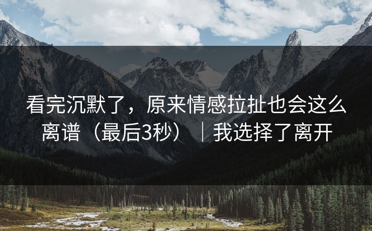 看完沉默了，原来情感拉扯也会这么离谱（最后3秒）｜我选择了离开