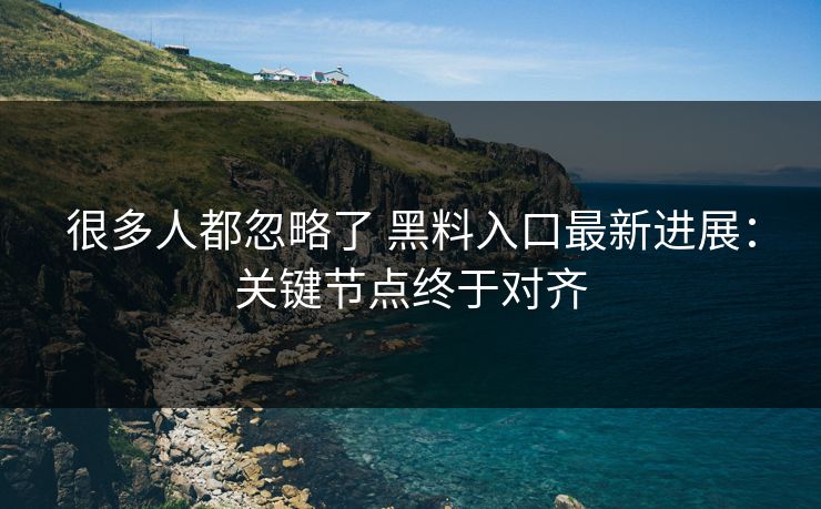 很多人都忽略了 黑料入口最新进展：关键节点终于对齐