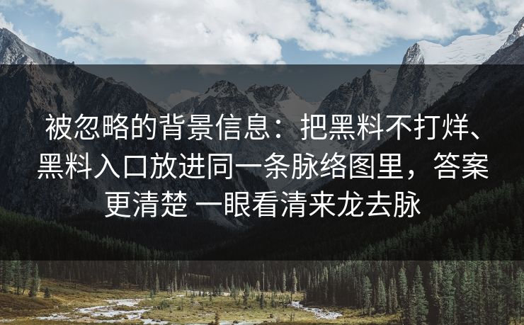 被忽略的背景信息：把黑料不打烊、黑料入口放进同一条脉络图里，答案更清楚 一眼看清来龙去脉